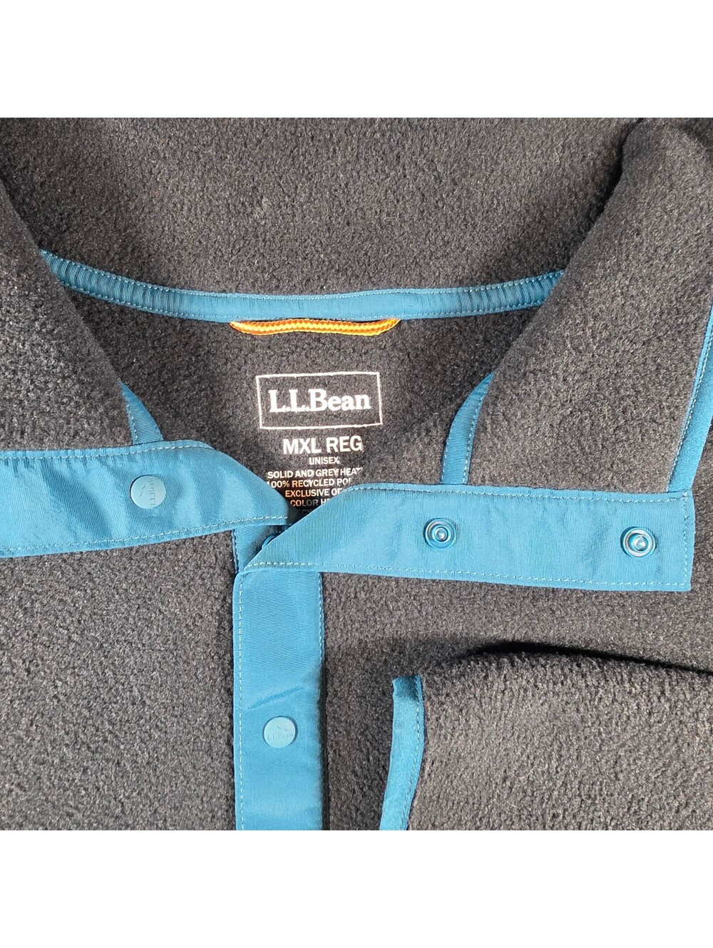 L.L.Bean Men’s XL Fleece Snap Pullover Gray Blue Trim Outdoor Hiking Sweater